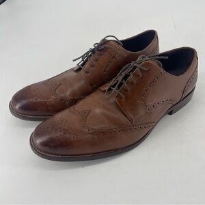 Cole Haan Mens Size Benton Wingtip Brown Leather Oxfords Dress Shoes C24116